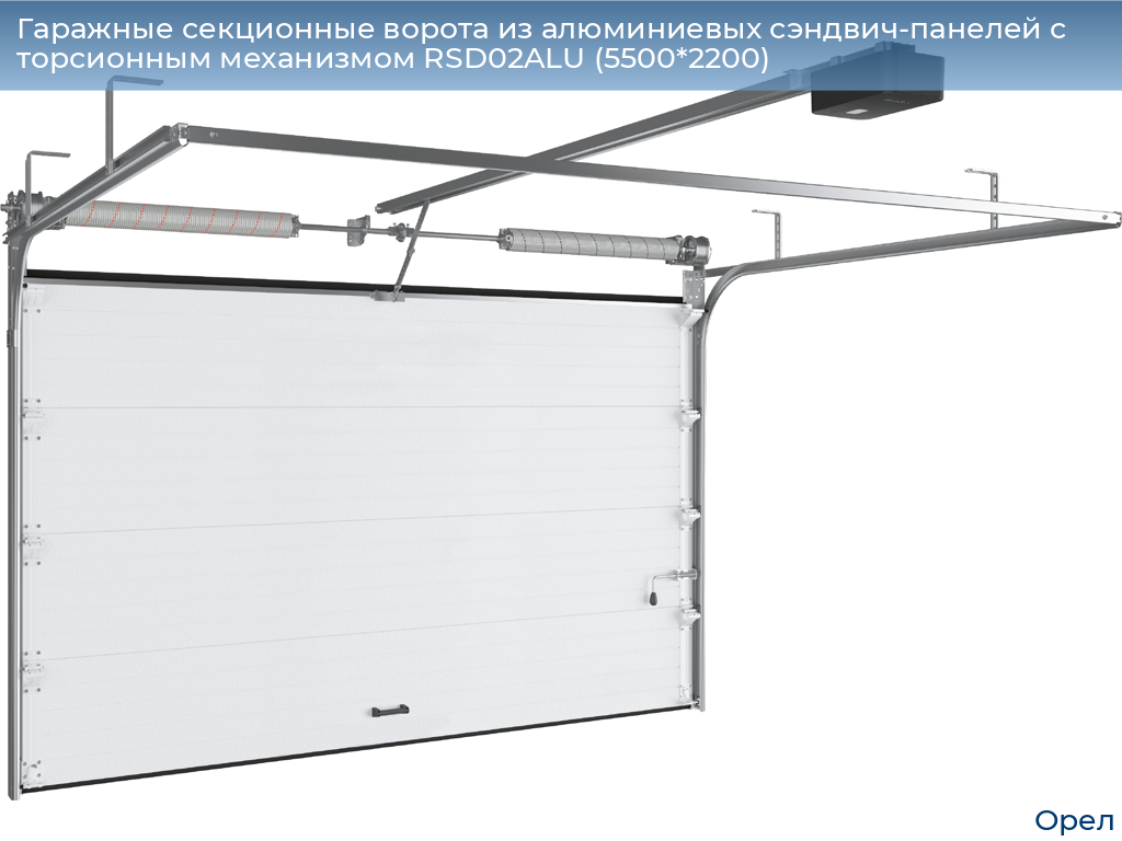 Гаражные секционные ворота из алюминиевых сэндвич-панелей с торсионным механизмом RSD02ALU (5500*2200), orel.doorhan.ru