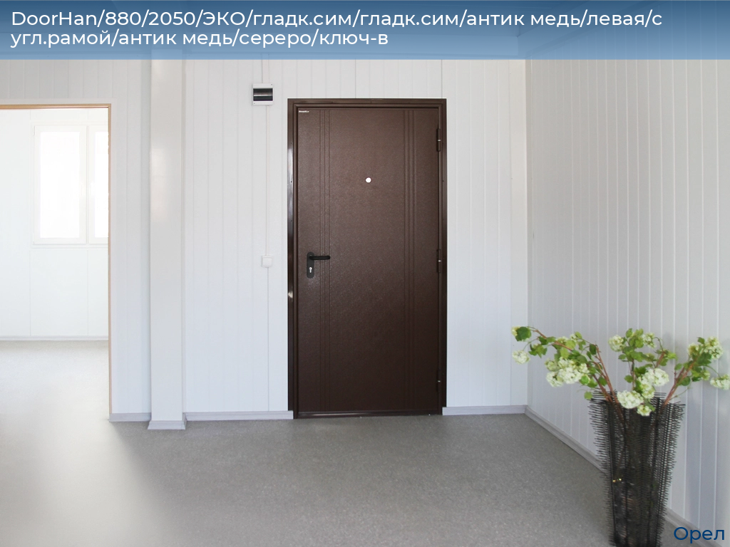 DoorHan/880/2050/ЭКО/гладк.сим/гладк.сим/антик медь/левая/с угл.рамой/антик медь/сереро/ключ-в, orel.doorhan.ru